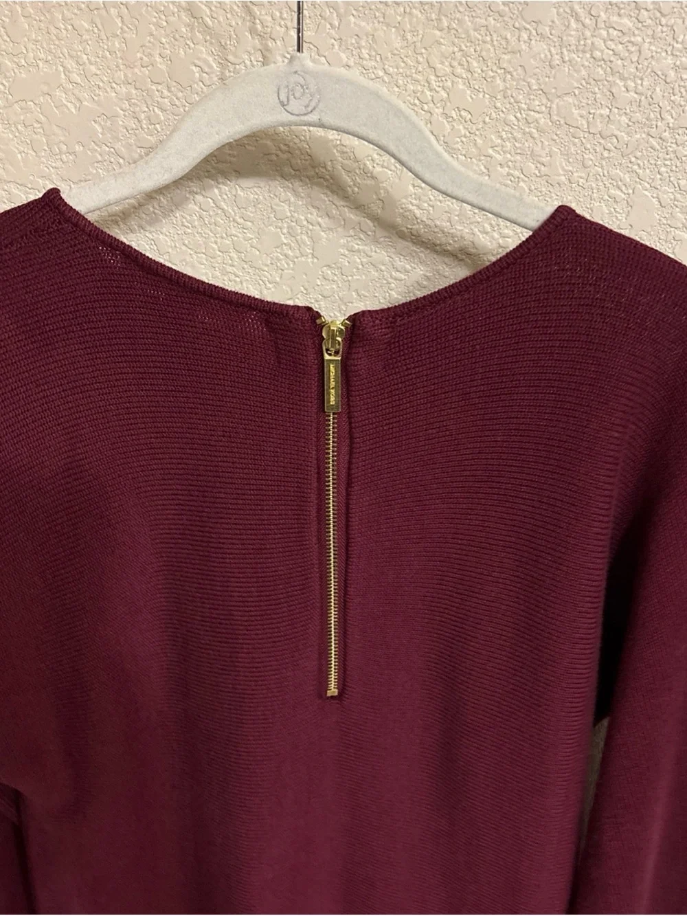 Michael Kors Women’s Maroon Knit Crewneck Pullover Sweater S Back Zipper